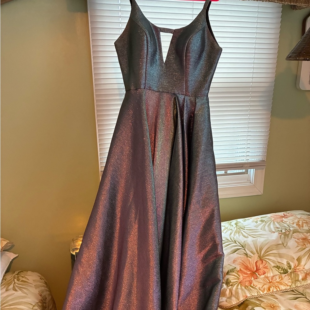 Ashley Lauren Two Tone Metallic A-Line Gown